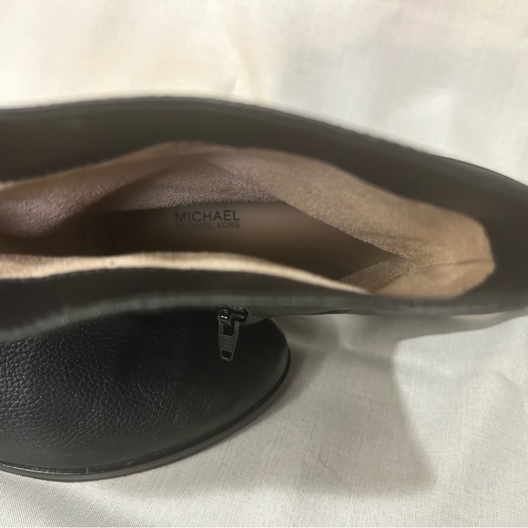 Michael Kors black leather low ankle boots booties block heel - Picture 5 of 6